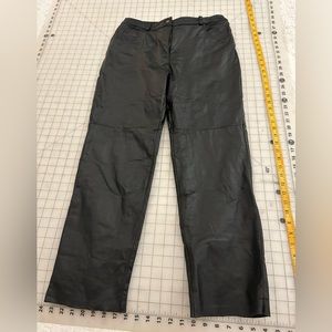 Black leather straight cut pants in size 8P by MetroStyle 11-0416-05